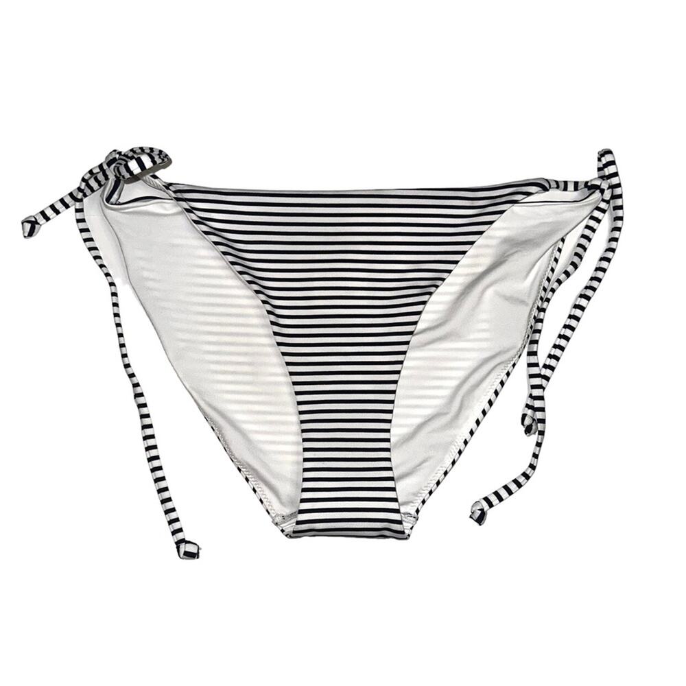 NWT H&M Black And White Striped Side Tie Low Rise Bikini Bottom US 10